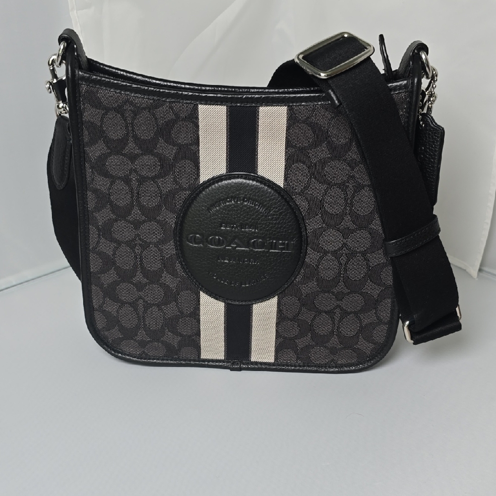 Coach Signature Black and Gray Messenger Bag